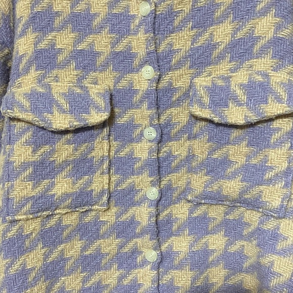 STORETS HANNAH HOUNDSTOOTH WO SIZE S/M  WOOL BLEND SHIRT JACKET  LILAC CREAM - Picture 8 of 13